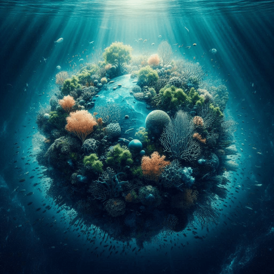 Vielfalt-und-Inklusion-Zukunft-der-Arbeit Vielfalt und Inklusion - Zukunft der Arbeit: Eine Aufnahme eines sphärischen Ökosystems mit Korallenriff und Wald, was die Bedeutung von Vielfalt und symbiotischen Beziehungen symbolisiert.